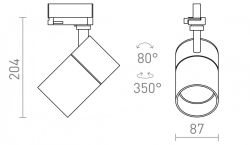 WISH 30 DIMM do 3-faz. szyny czarna  230V LED 30W 36°  3000K 4000K 5000K
