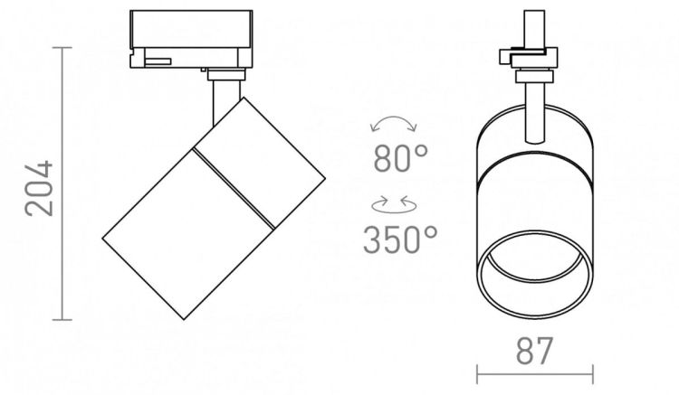 WISH 30 DIMM do 3-faz. szyny czarna  230V LED 30W 36°  3000K 4000K 5000K