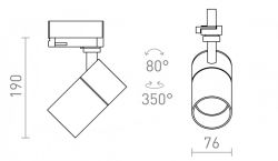 WISH 20 DIMM do 3-faz. szyny czarna  230V LED 20W 36°  3000K 4000K 5000K