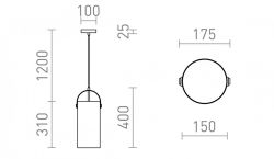 JULIETTA 31 wisząca  szkło opalowe/czarna 230V E27 20W