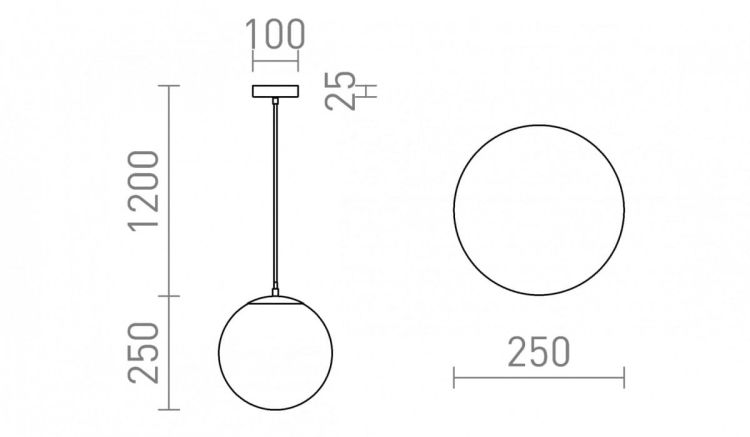 LUNA 25 wisząca  szkło opalowe/chrom 230V LED E27 15W