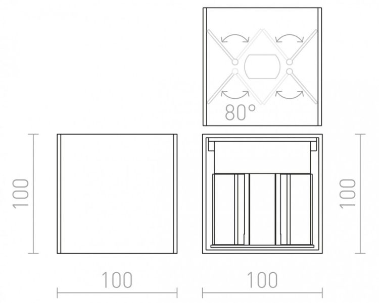 TITO SQ DIMM ścienna biała  230V LED 2x3W IP65  3000K