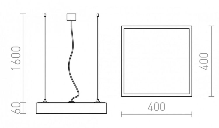 STRUCTURAL LED 40x40 wisząca biała  230V LED 36W  3000K