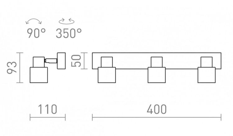 VALTO III natynkowa  chrom 230V GU10 LED 3x5W IP44