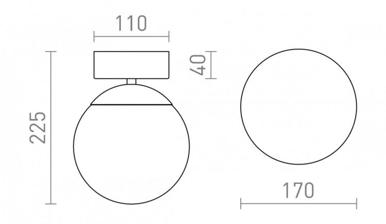 BOLLY 17 sufitowa  szkło opalowe/chrom 230V E27 15W IP44