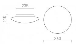 SARA LED 36 sufitowa  szkło opalowe/chrom 230V LED 24W IP44  3000K
