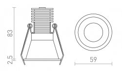 OWEN DIMM wpuszczana czarna 230V LED 7W 45° IP54 3000K - 1800K