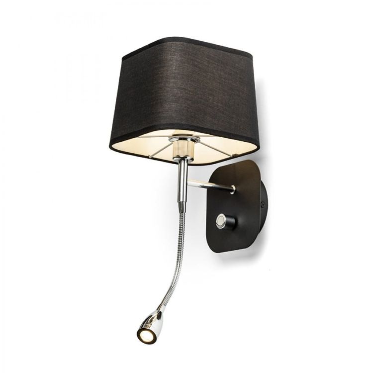 PERTH ścienna z reflektorem LED  czarna/czarna chrom 230V E14 LED 15+3W 30°  3000K