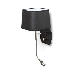 PERTH ścienna z reflektorem LED  czarna/czarna chrom 230V E14 LED 15+3W 30°  3000K