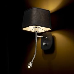 PERTH ścienna z reflektorem LED  czarna/czarna chrom 230V E14 LED 15+3W 30°  3000K