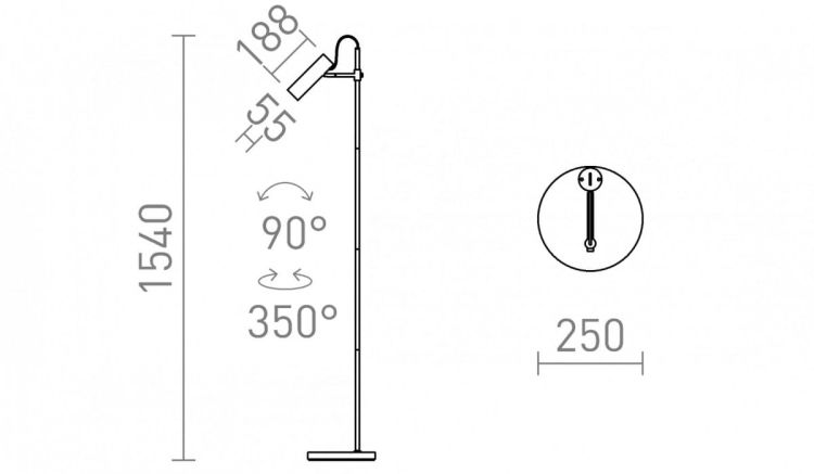 VARIA podłogowa czarna mosiądz 230V LED GU10 9W