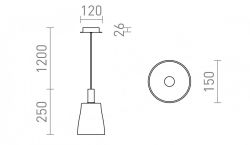 BELLINI M LED wisząca czarna szkło przydymione 230V LED 5W 30° 3000K