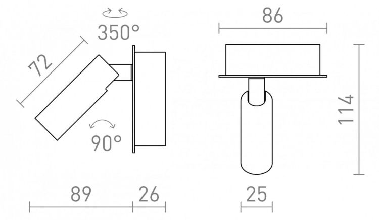 MIG ścienna biała  230V LED 3W 30°  3000K
