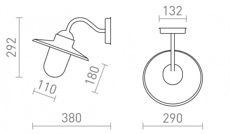 BEACON ścienna czarna szkło teksturowane 230V E27 60W IP44