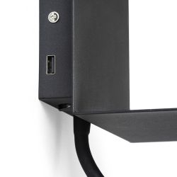 ROSTAM ścienna z USB czarna 230V LED 2x3W 3000K