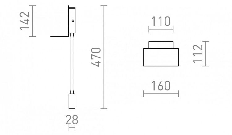 ROSTAM ścienna z USB czarna 230V LED 2x3W 3000K