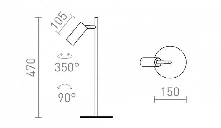 TAPIO stołowa czarna  230V LED 4.5W  3000K