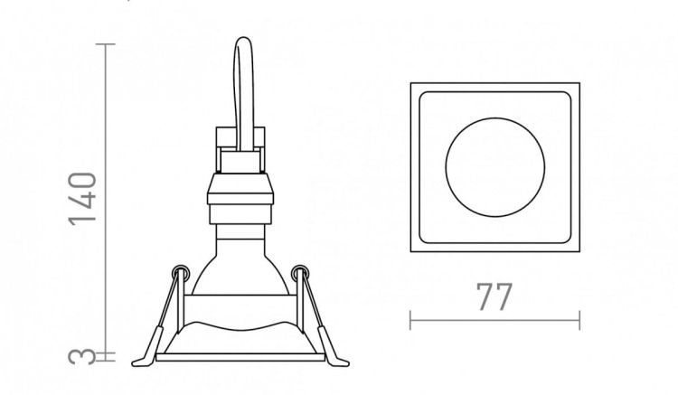 ZURI SQ wpuszczana czarna  230V GU10 35W
