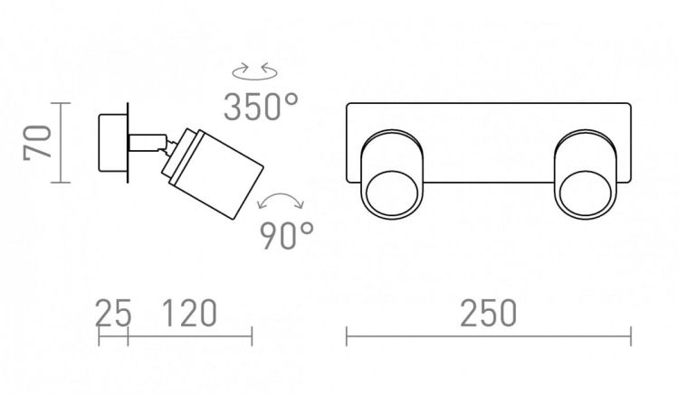 DUBLIN II natynkowa  chrom 230V GU10 2x9W IP44
