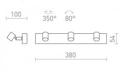 TRICA III ścienna czarna  230V GU10 3x25W