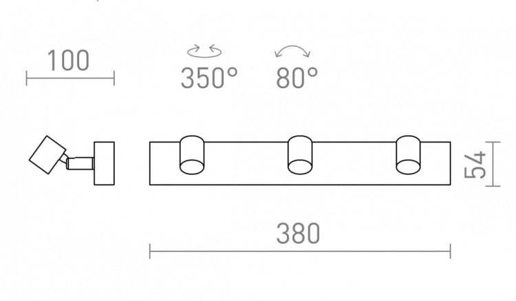 TRICA III ścienna biała  230V GU10 3x25W