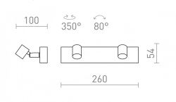 TRICA II ścienna czarna  230V GU10 2x25W