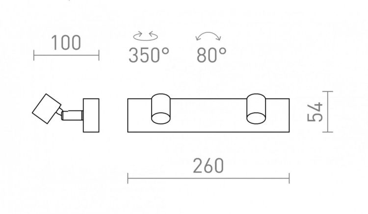 TRICA II ścienna czarna  230V GU10 2x25W