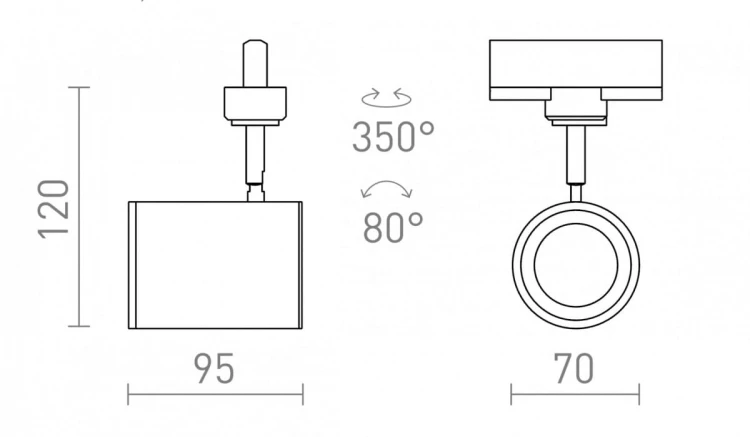 CADENZA do szyny 3-faz czarna  230V LED GU10 10W
