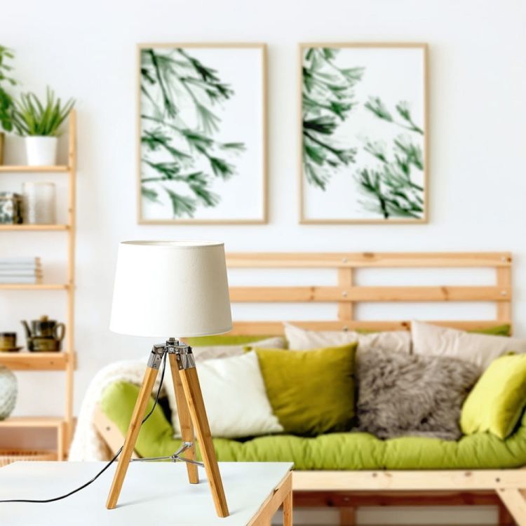 ALVIS stojak stołowa  bambus/chrom 230V E27 28W