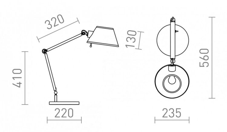 MONTANA stołowa biała/czarna chrom 230V E27 28W