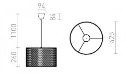 AINO 40 wisząca szara chrom 230V E27 28W