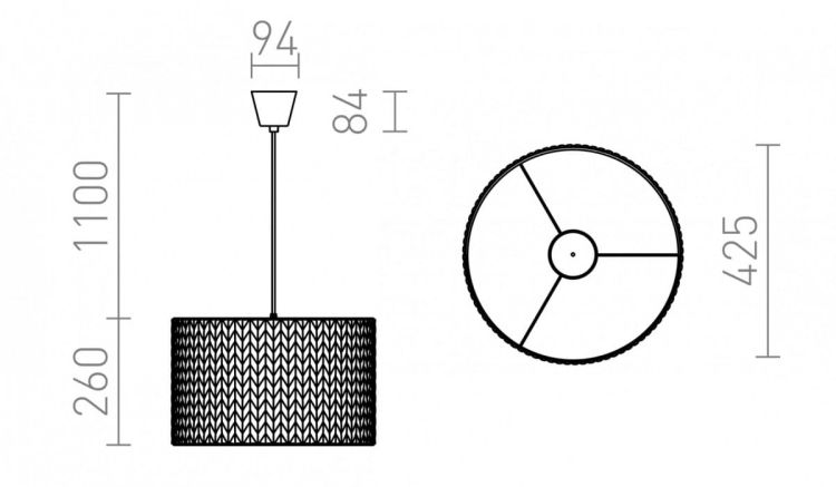 AINO 40 wisząca szara chrom 230V E27 28W