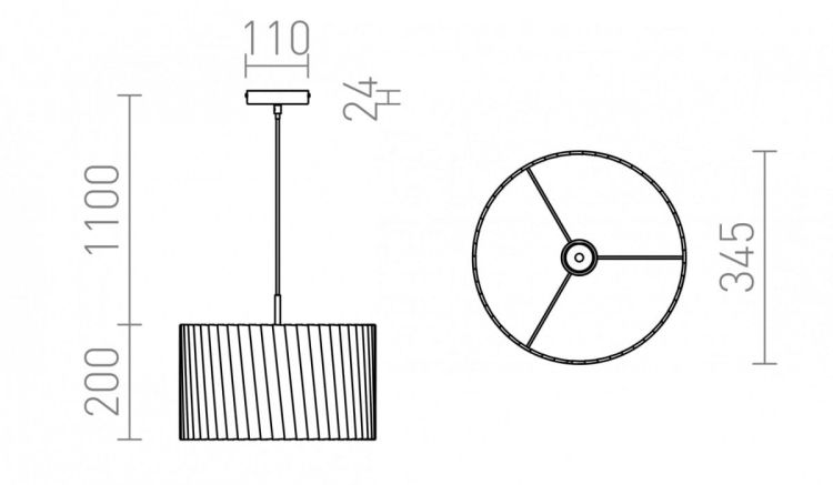 GLAMOUR 35/20 wisząca czarna  230V E27 28W