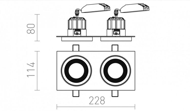 SHARM SQ II wpuszczana biała miedź 230V LED 2x10W 24°  3000K
