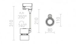 INDY 210 DIMM do 3-faz. szyny biała  230V 10W 38°  3000K