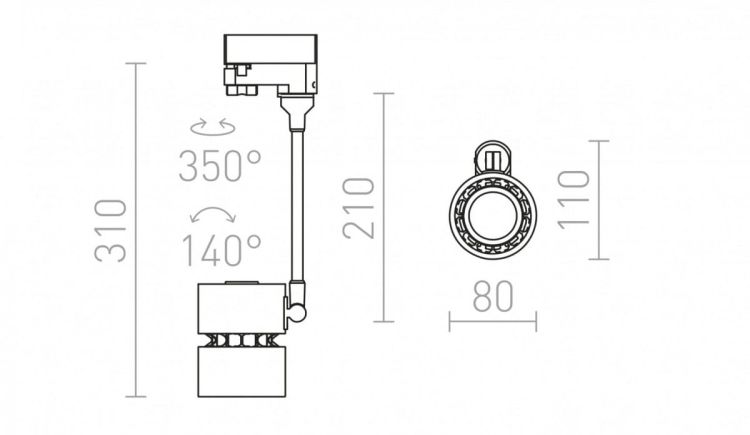 INDY 210 DIMM do 3-faz. szyny biała  230V 10W 38°  3000K