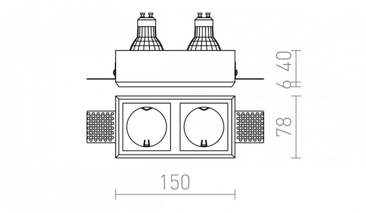 QUO SQ II wpuszczana  gipsowa 230V GU10 2x35W