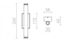 ZANE ścienna  nikiel mat 230V LED 2x3W 60° IP54  3000K