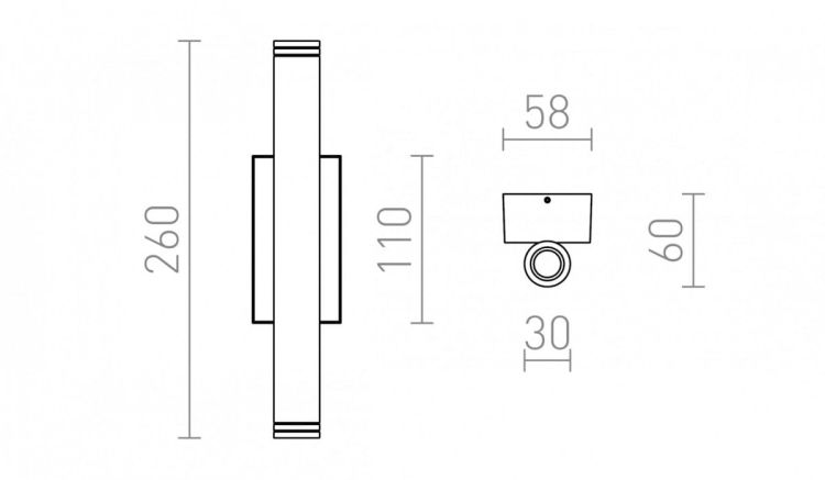 ZANE ścienna  nikiel mat 230V LED 2x3W 60° IP54  3000K