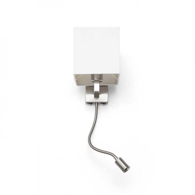 TAINA z abażurem biała nikiel mat 230V E27 LED 28+3W 25°  3000K