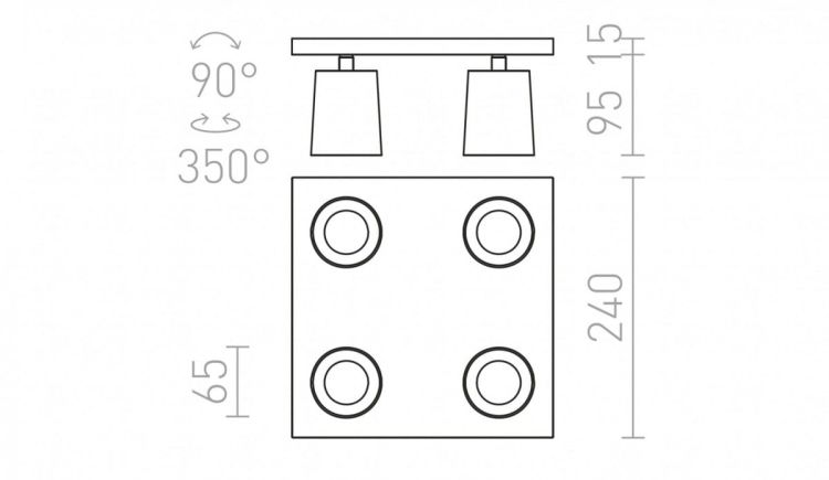 KENNY IV sufitowa  aluminium szczotkowane/czarna 230V GU10 4x35W
