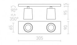 KENNY II natynkowa  aluminium szczotkowane/czarna 230V GU10 2x35W
