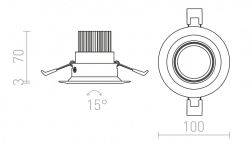 SPARKLE wpuszczana  czarny chrom 230V LED 5W 24°  3000K
