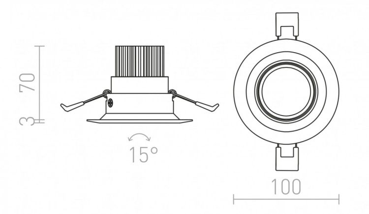 SPARKLE wpuszczana  czarny chrom 230V LED 5W 24°  3000K
