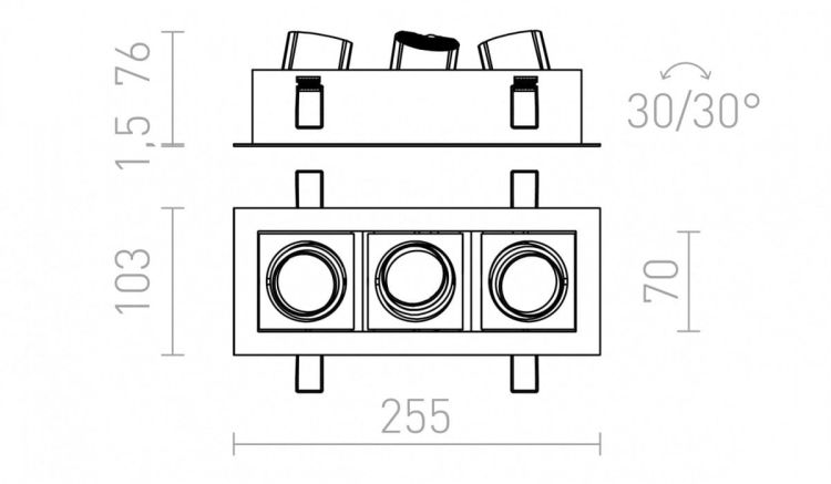 BONDY III wpuszczana biała  230V LED 3x7W 24°  3000K