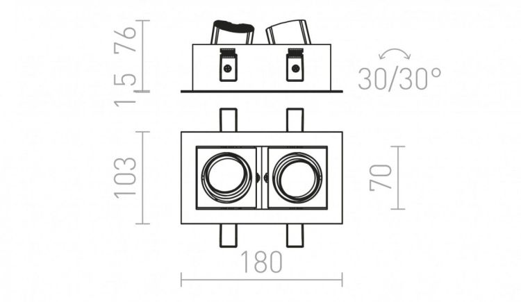 BONDY II wpuszczana biała  230V LED 2x7W 24°  3000K