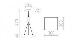 LARISA SQ 30 wisząca czarna  230V LED 30W  3000K