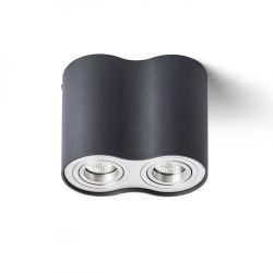 MILANO II sufitowa czarna matowa  aluminium szczotkowane 230V GU10 2x35W