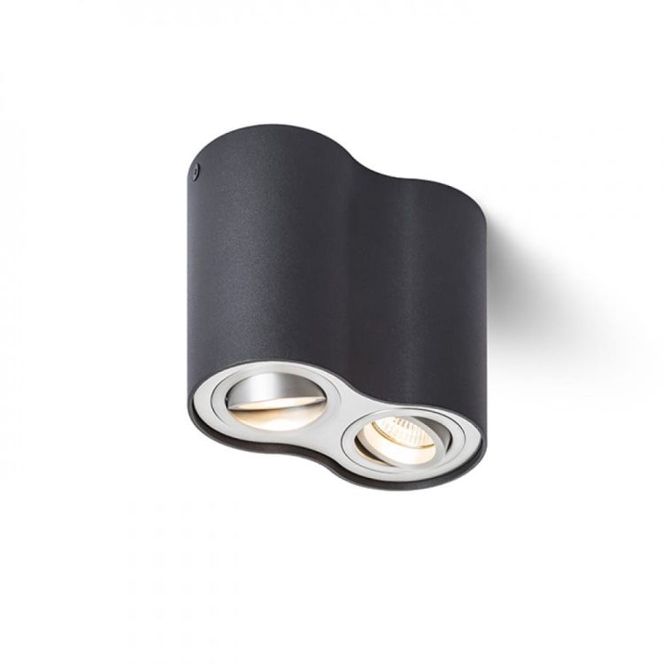 MILANO II sufitowa czarna matowa  aluminium szczotkowane 230V GU10 2x35W
