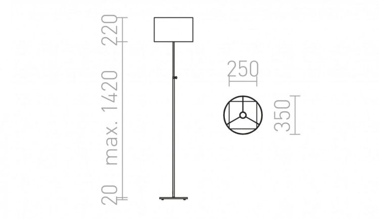 EDIKA podłogowa brązowa nikiel mat 230V E27 42W